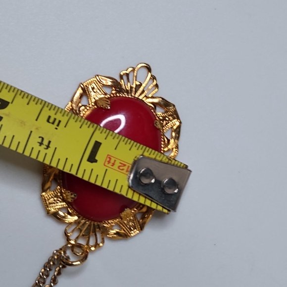 Vintage Red Pendant Necklace 23.5 Inches - Picture 13 of 15